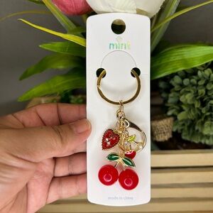 🌸4/$25 Gold Cherry Heart Keychain/Bagcharm